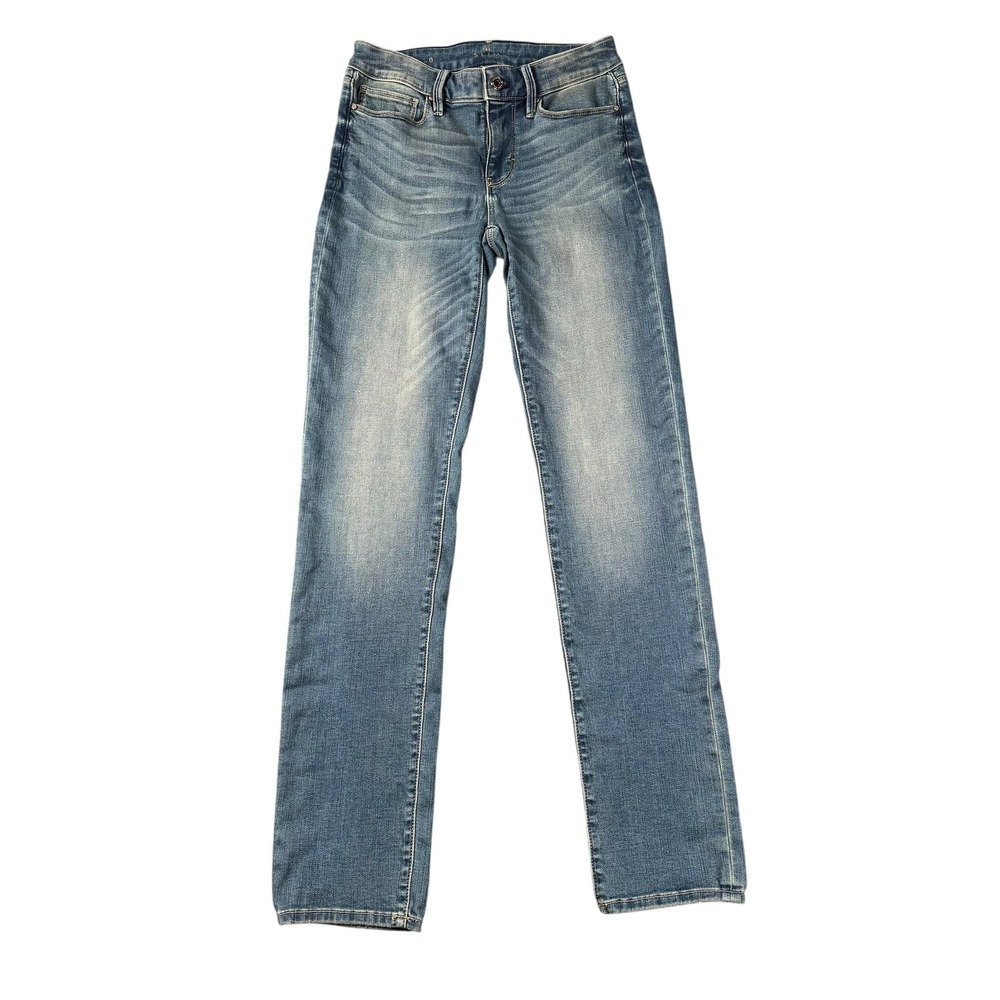 White House Black Market The Slim Mid-Rise Medium‎ Wash Jeans Sz 0 756